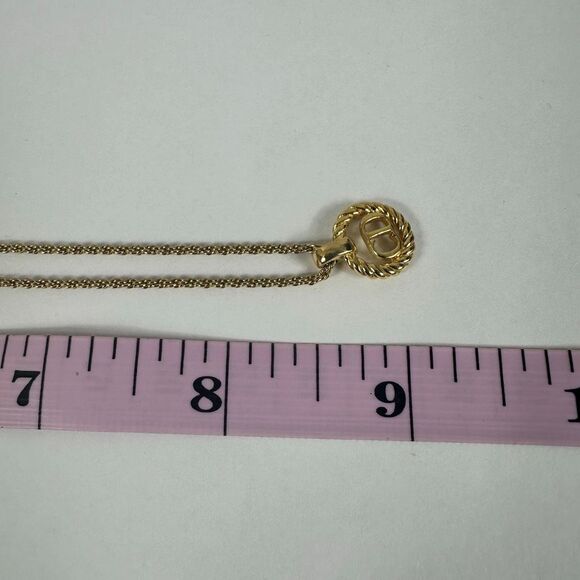 Christian Dior CD Logo Gold Tone Pendant Necklace - Picture 6 of 8